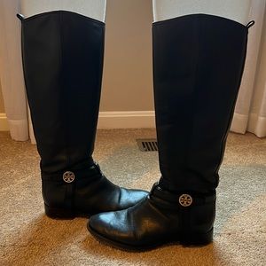 Tory Burch Black Leather Riding Boots